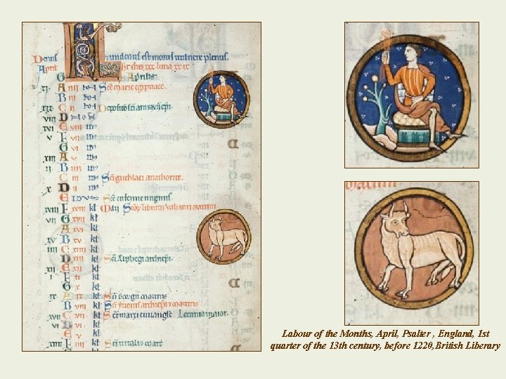 Labour of the Months, April, Psalter , England, 1 st quarter of the 13