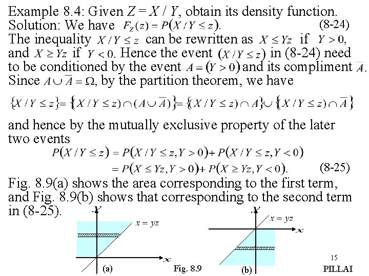 Example 8. 4: Given Z = X / Y, obtain its density function. (8