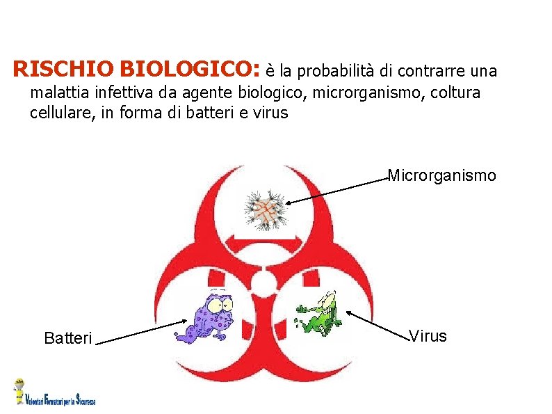 Quali sono i rischi? RISCHIO BIOLOGICO: è la probabilità di contrarre una malattia infettiva