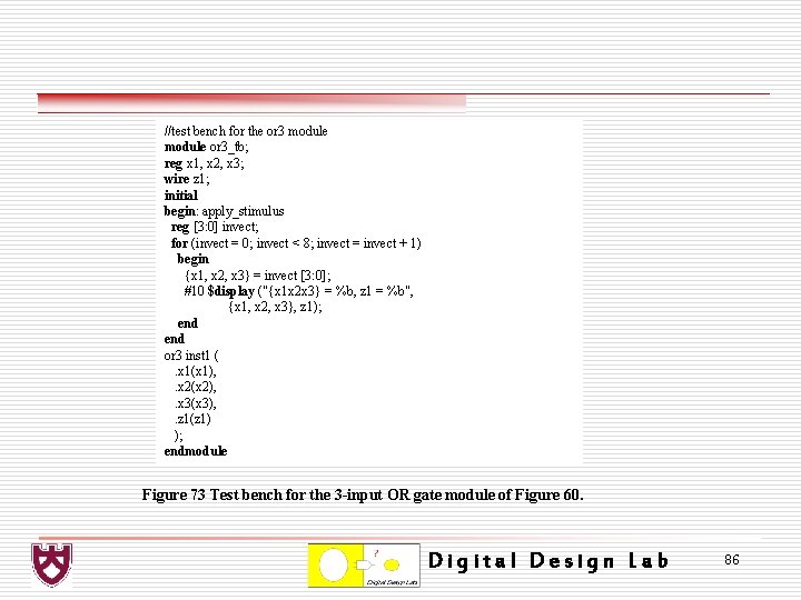 //test bench for the or 3 module or 3_tb; reg x 1, x 2,