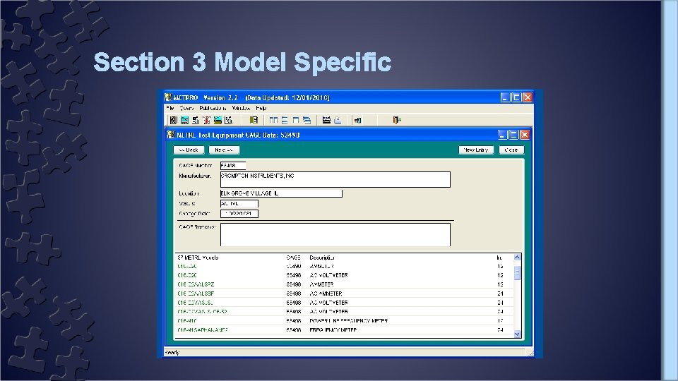 Section 3 Model Specific 