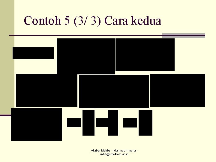 Contoh 5 (3/ 3) Cara kedua Aljabar Matriks - Mahmud 'Imrona mhd@stttelkom. ac. id