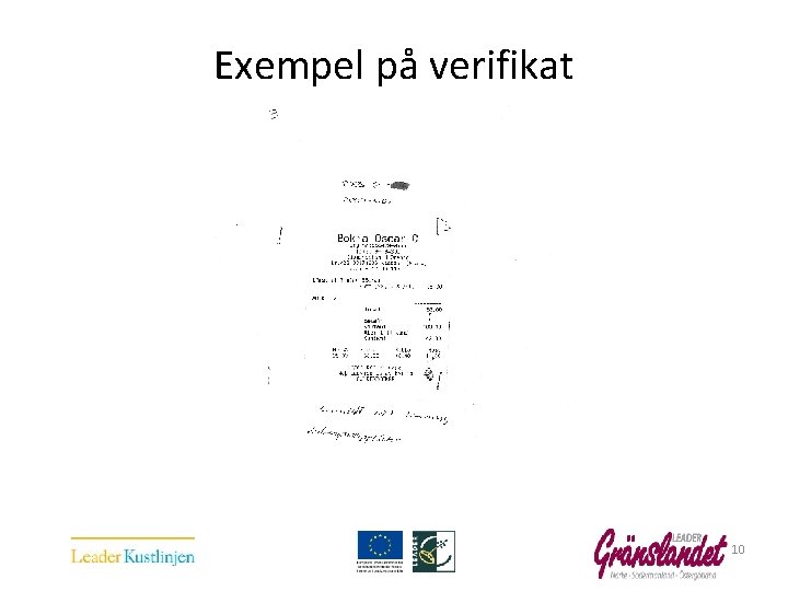 Exempel på verifikat 10 