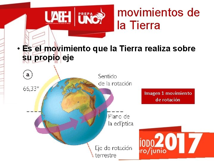 movimientos de la Tierra • Es el movimiento que la Tierra realiza sobre su