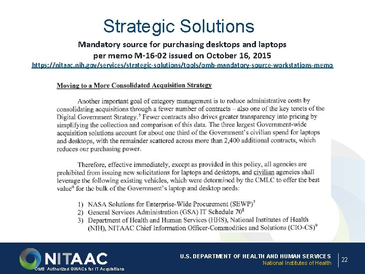 Strategic Solutions Mandatory source for purchasing desktops and laptops per memo M-16 -02 issued