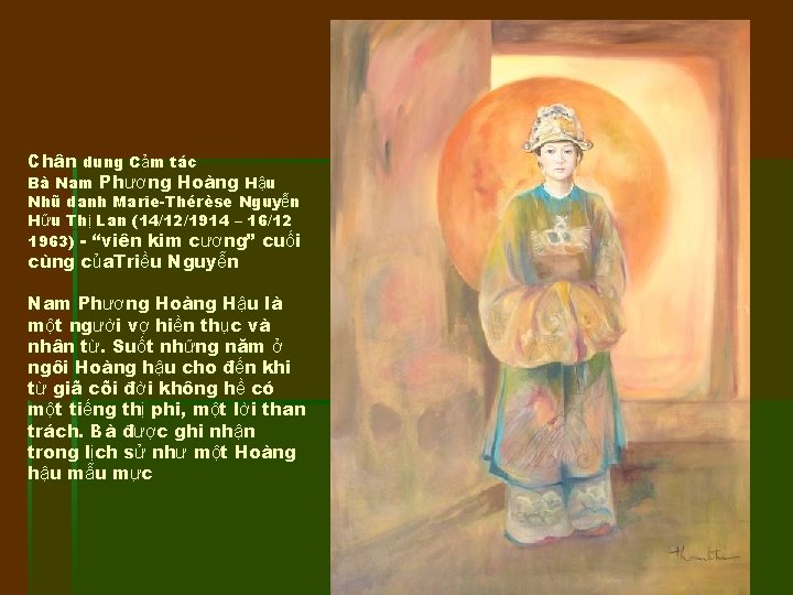 Chân dung Cảm tác Bà Nam Phương Hoàng Hậu Nhũ danh Marie-Thérèse Nguyễn Hữu