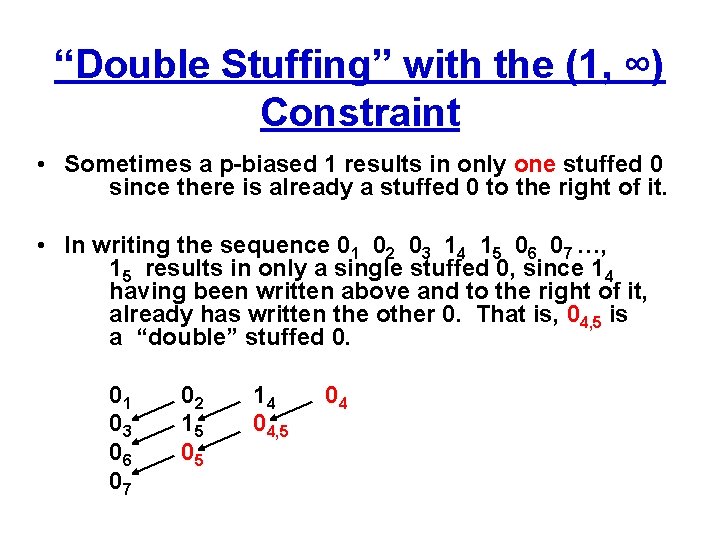 “Double Stuffing” with the (1, ∞) Constraint • Sometimes a p-biased 1 results in