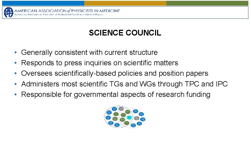 SCIENCE COUNCIL • • • Generally consistent with current structure Responds to press inquiries