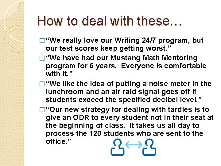 How to deal with these… � “We really love our Writing 24/7 program, but