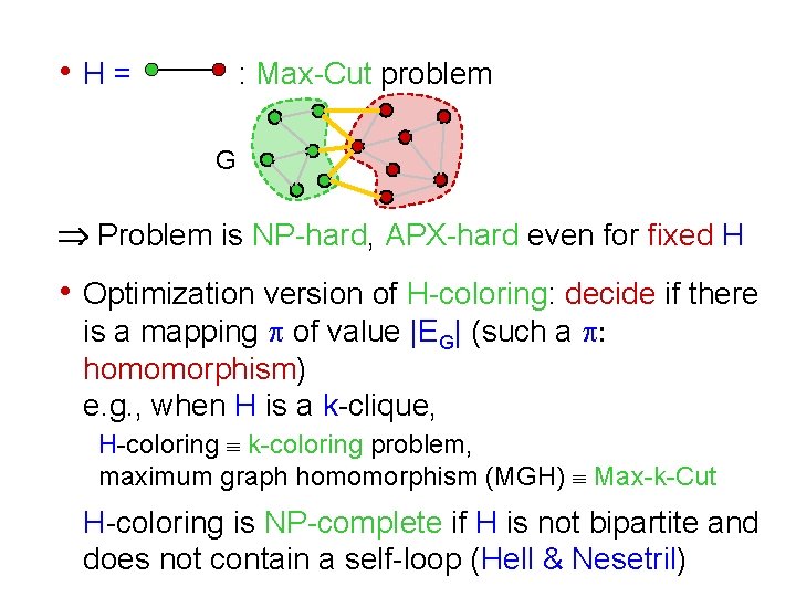  • H= : Max-Cut problem G Þ Problem is NP-hard, APX-hard even for