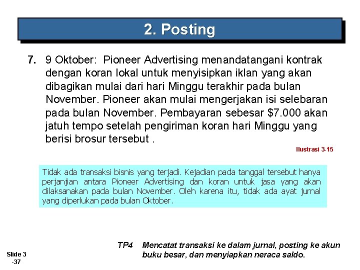 2. Posting 7. 9 Oktober: Pioneer Advertising menandatangani kontrak dengan koran lokal untuk menyisipkan