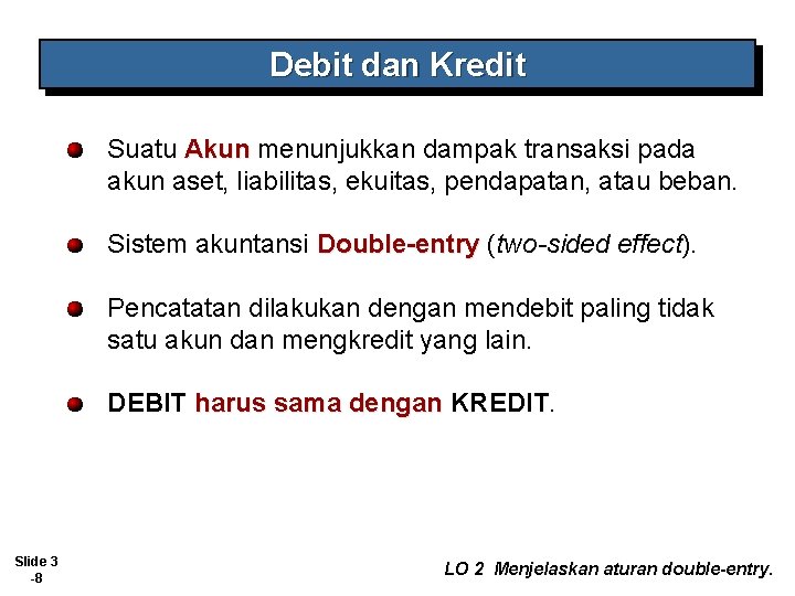 Debit dan Kredit Suatu Akun menunjukkan dampak transaksi pada akun aset, liabilitas, ekuitas, pendapatan,