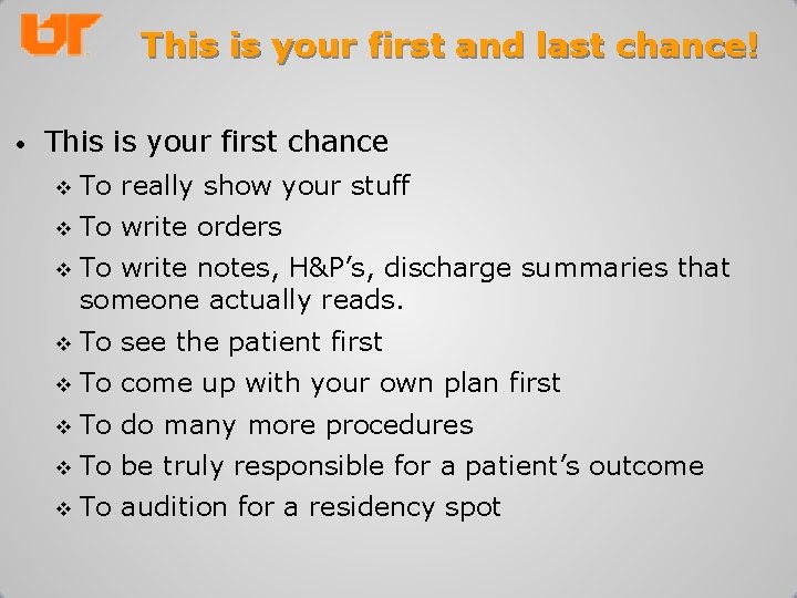 This is your first and last chance! • This is your first chance v