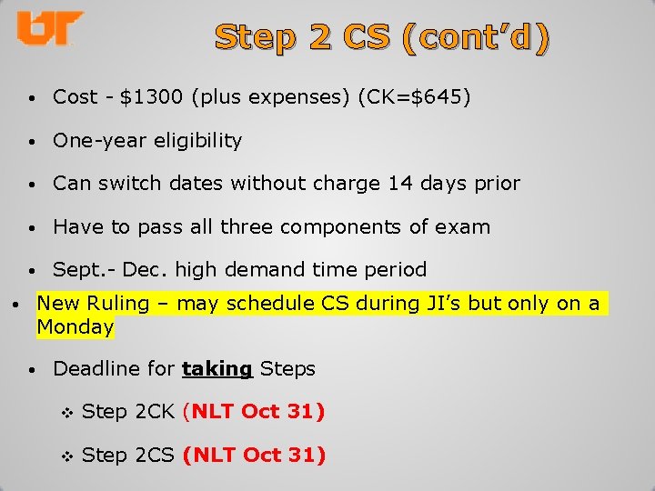 Step 2 CS (cont’d) • • Cost - $1300 (plus expenses) (CK=$645) • One-year