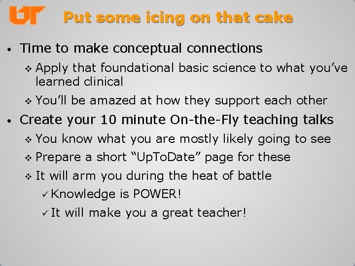 Put some icing on that cake • • Time to make conceptual connections v