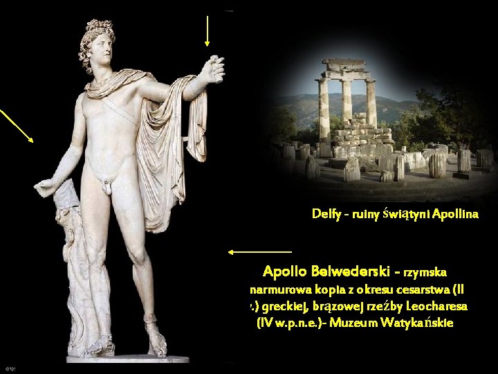 Delfy - ruiny świątyni Apollina Apollo Belwederski - rzymska marmurowa kopia z okresu cesarstwa Delfy - ruiny świątyni Apollina Apollo Belwederski - rzymska marmurowa kopia z okresu cesarstwa