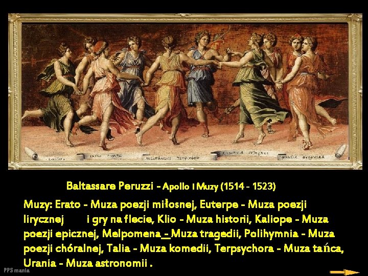 Baltassare Peruzzi - Apollo i Muzy (1514 - 1523) Muzy: Erato - Muza poezji