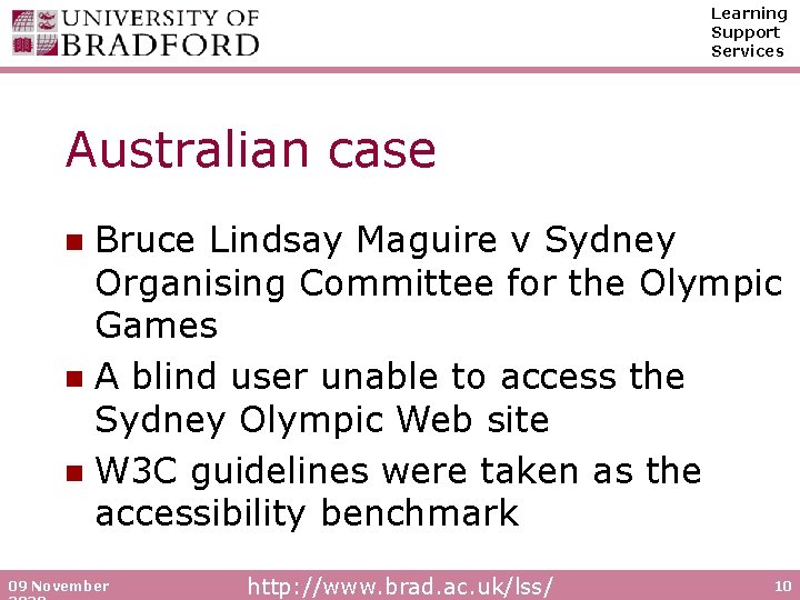 Learning Support Services Australian case Bruce Lindsay Maguire v Sydney Organising Committee for the