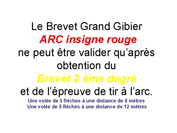 Le Brevet Grand Gibier ARC insigne rouge ne peut être valider qu’après obtention du