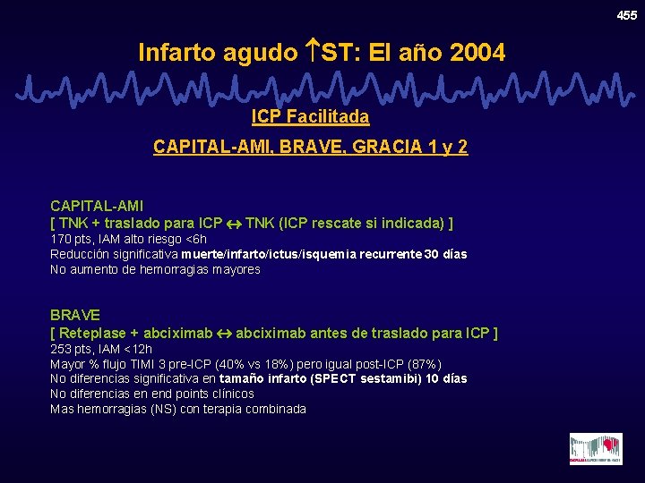 455 Infarto agudo ST: El año 2004 ICP Facilitada CAPITAL-AMI, BRAVE, GRACIA 1 y