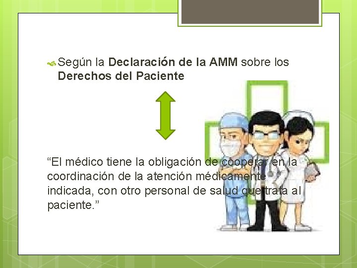  Según la Declaración de la AMM sobre los Derechos del Paciente “El médico