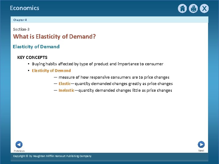 Economics Chapter 4 Section-3 What is Elasticity of Demand? Elasticity of Demand KEY CONCEPTS Economics Chapter 4 Section-3 What is Elasticity of Demand? Elasticity of Demand KEY CONCEPTS