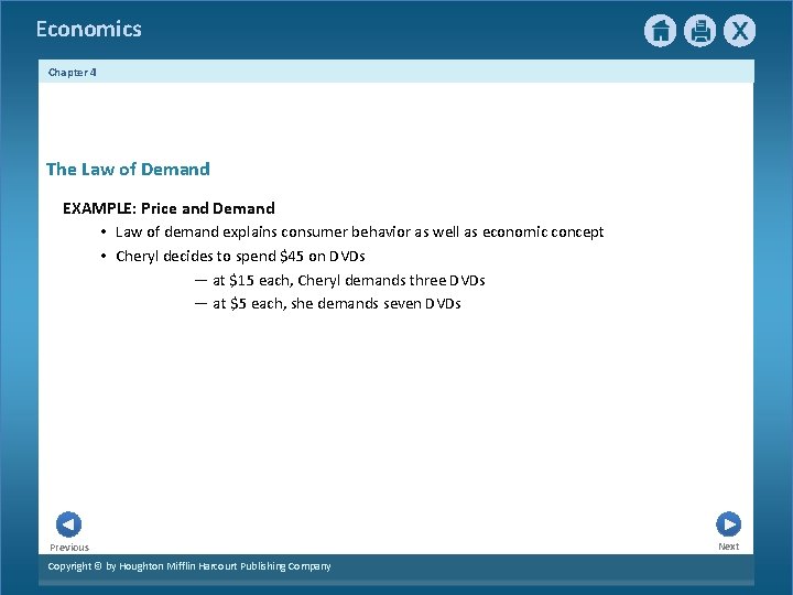 Economics Chapter 4 The Law of Demand EXAMPLE: Price and Demand • Law of Economics Chapter 4 The Law of Demand EXAMPLE: Price and Demand • Law of