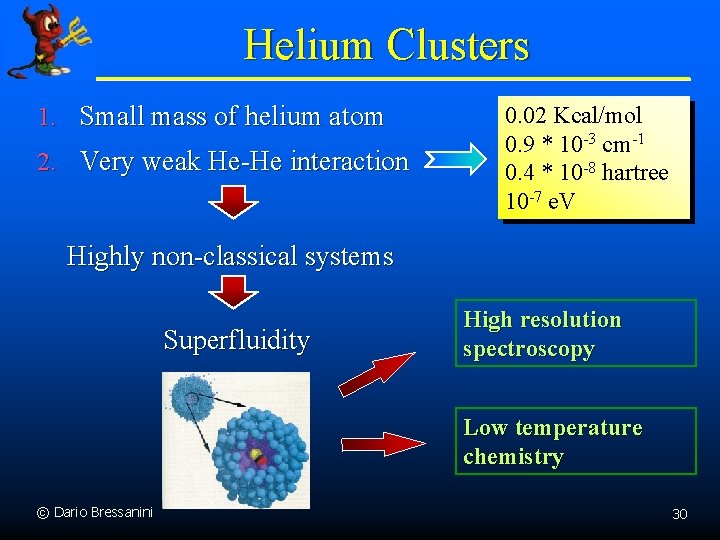 Helium Clusters 1. Small mass of helium atom 2. Very weak He-He interaction 0.