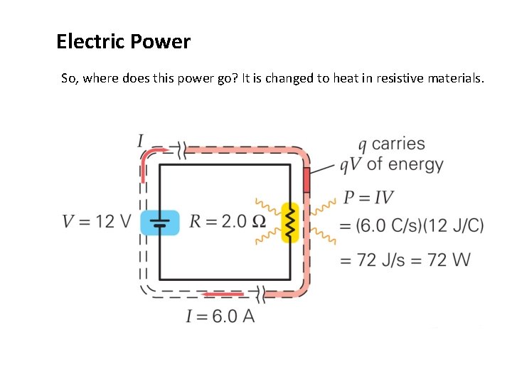 Electric Power So, where does this power go? It is changed to heat in