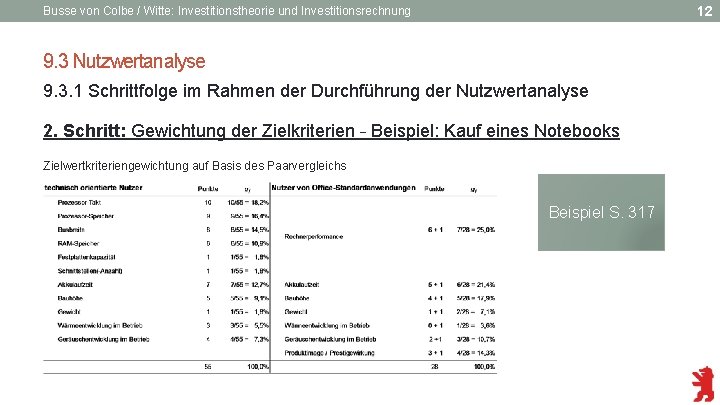 12 Busse von Colbe / Witte: Investitionstheorie und Investitionsrechnung 9. 3 Nutzwertanalyse 9. 3.