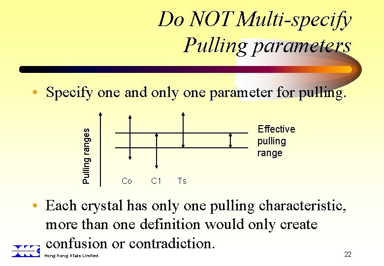 Do NOT Multi-specify Pulling parameters Pulling ranges • Specify one and only one parameter
