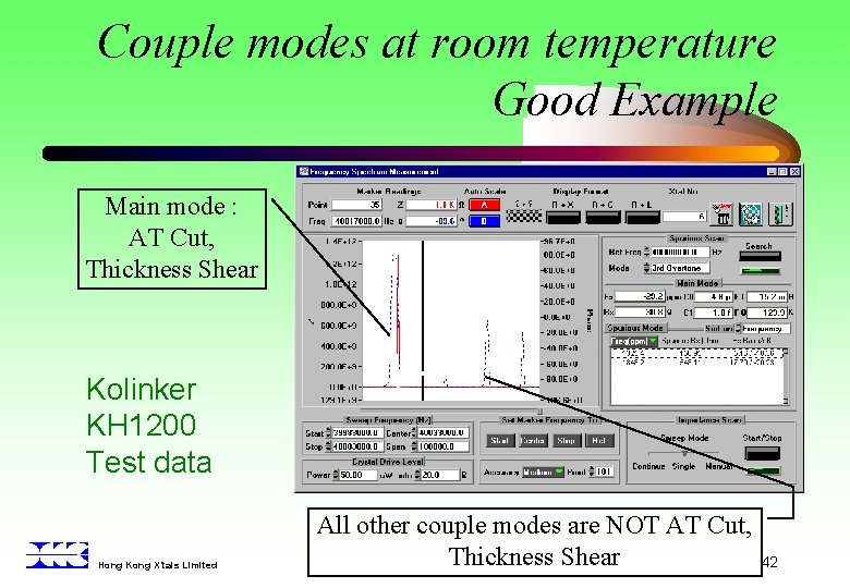 Couple modes at room temperature Good Example Main mode : AT Cut, Thickness Shear
