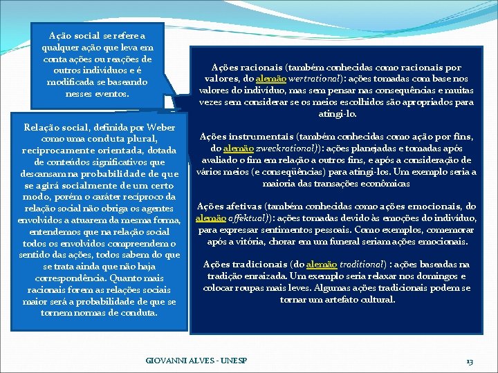 Ação social se refere a qualquer ação que leva em conta ações ou reações