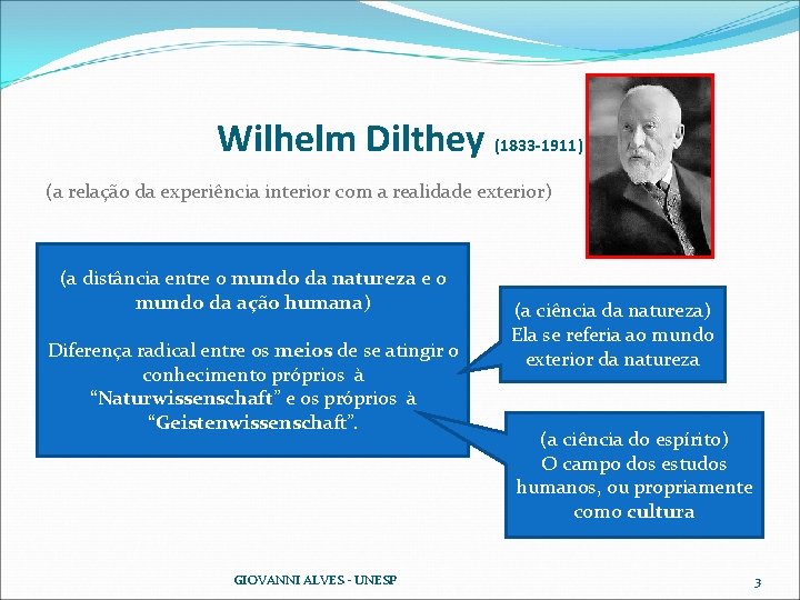 Wilhelm Dilthey (1833 -1911) (a relação da experiência interior com a realidade exterior) (a