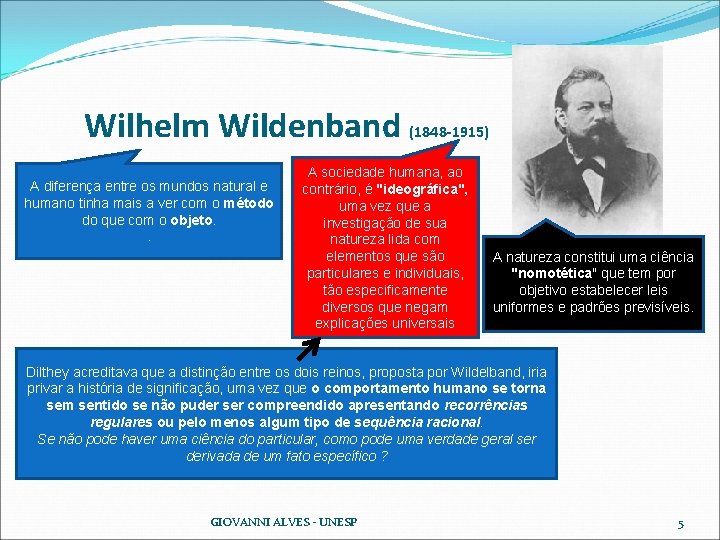 Wilhelm Wildenband (1848 -1915) A diferença entre os mundos natural e humano tinha mais