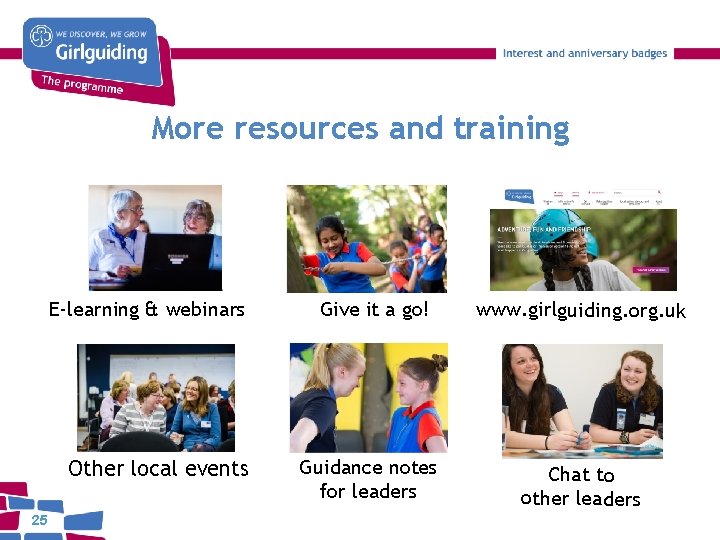 More resources and training E-learning & webinars Other local events 25 Give it a