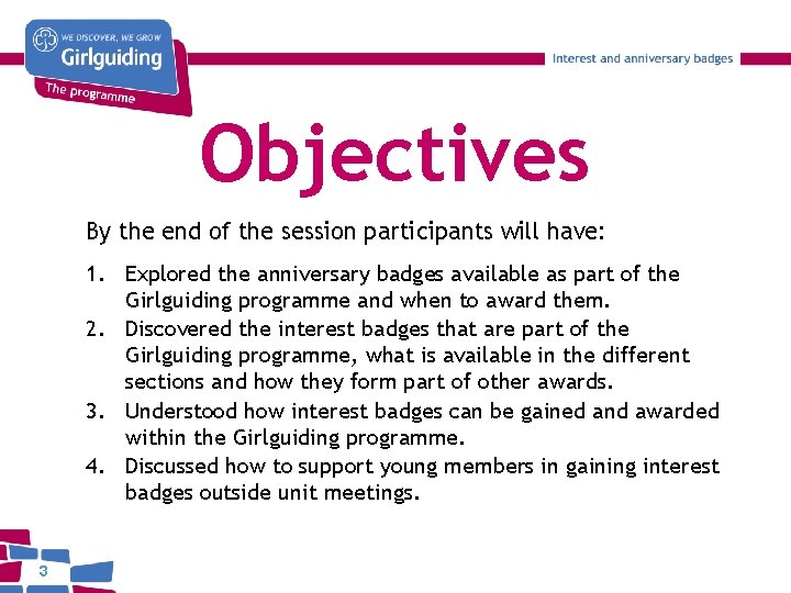 Objectives By the end of the session participants will have: 1. Explored the anniversary