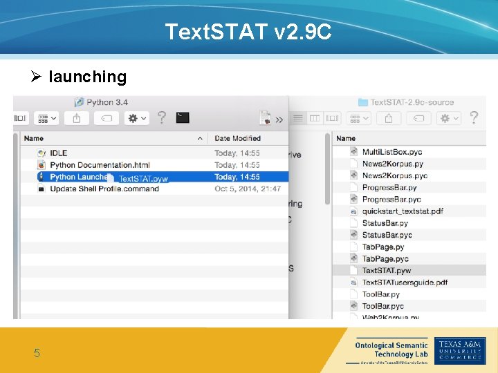 Text. STAT v 2. 9 C Ø launching 5 