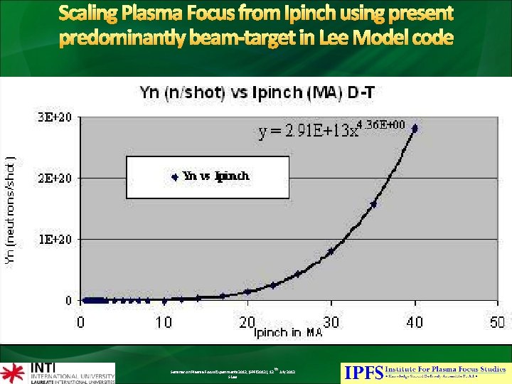 Scaling Plasma Focus from Ipinch using present predominantly beam-target in Lee Model code Seminar