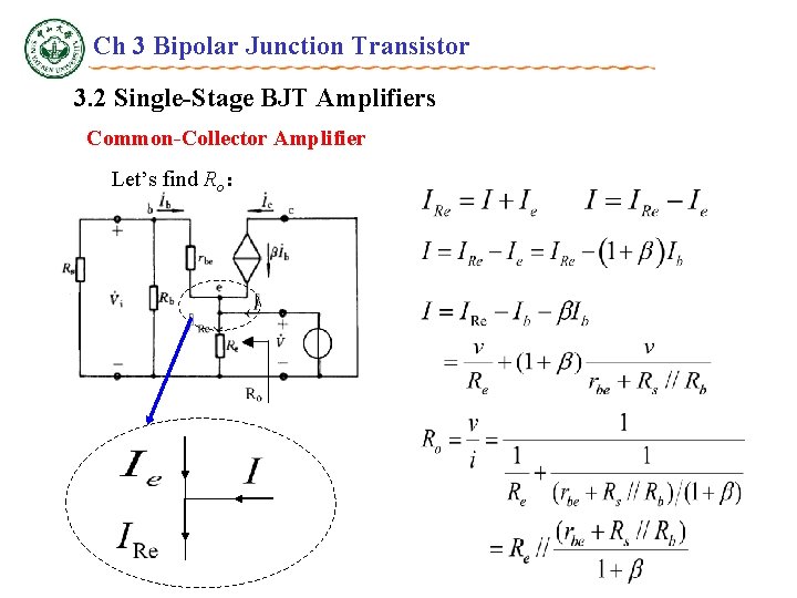 Ch 3 Bipolar Junction Transistor 3. 2 Single-Stage BJT Amplifiers Common-Collector Amplifier Let’s find