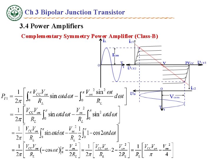 Ch 3 Bipolar Junction Transistor 3. 4 Power Amplifiers Complementary Symmetry Power Amplifier (Class-B)