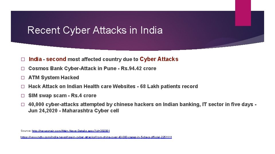 Recent Cyber Attacks in India � India - second most affected country due to