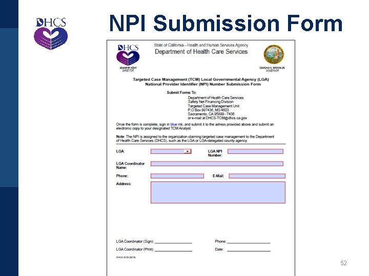NPI Submission Form 52 