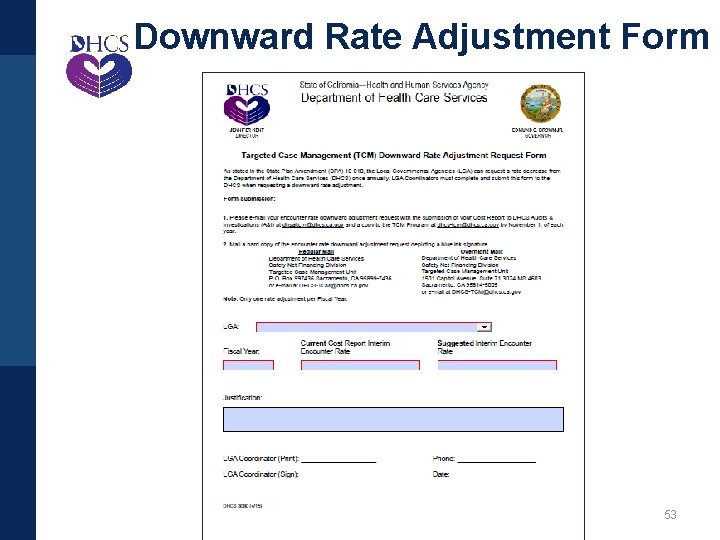 Downward Rate Adjustment Form 53 