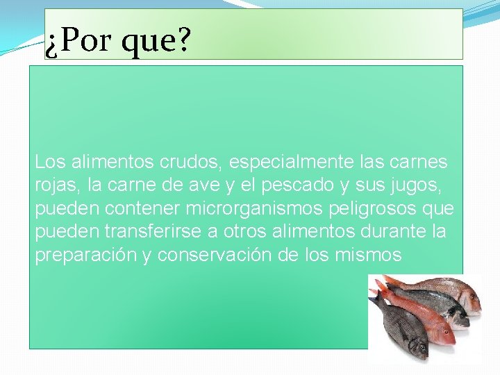 ¿Por que? Los alimentos crudos, especialmente las carnes rojas, la carne de ave y