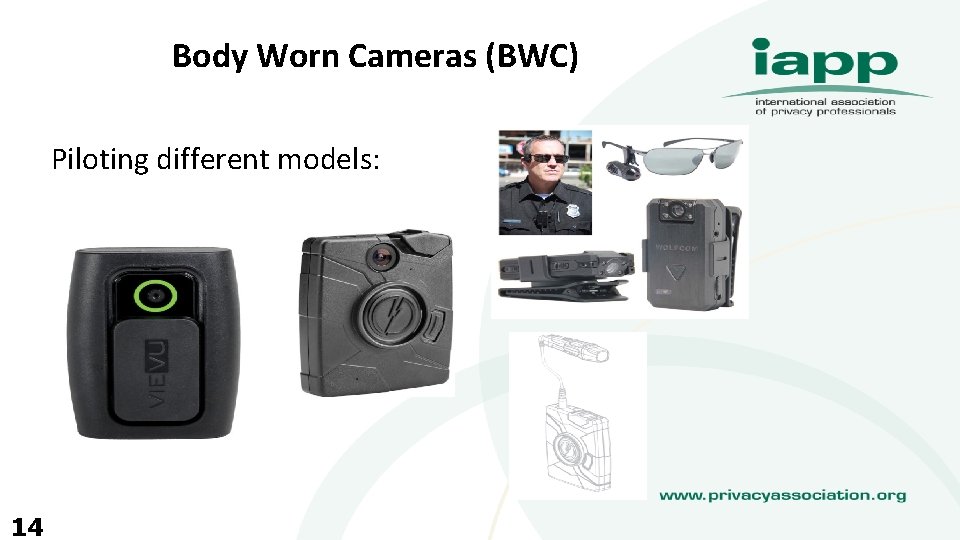 Body Worn Cameras (BWC) Piloting different models: 14 