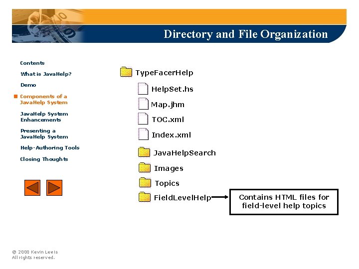 Directory and File Organization Contents What is Java. Help? Demo Components of a Java.