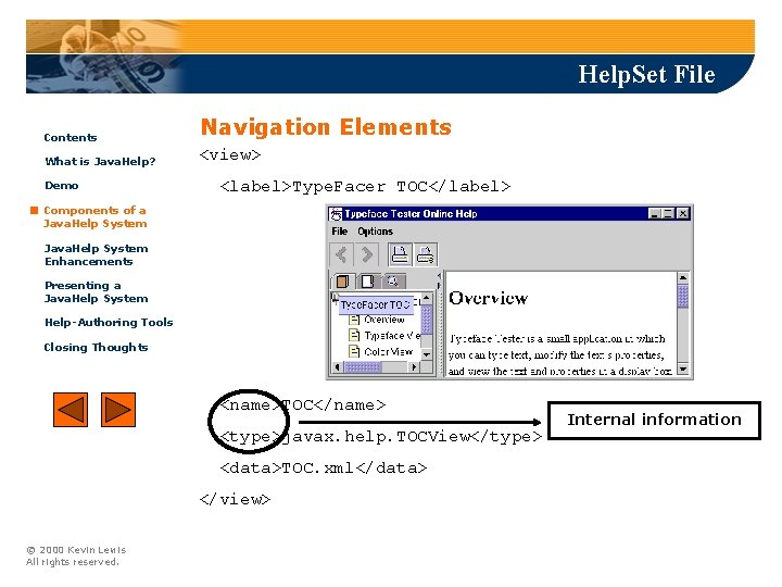Help. Set File Contents Navigation Elements What is Java. Help? <view> Demo <label>Type. Facer