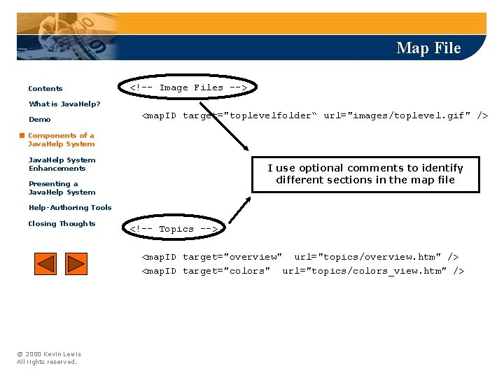 Map File Contents <!-- Image Files --> What is Java. Help? Demo <map. ID