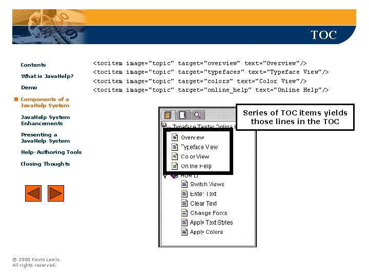 TOC Contents What is Java. Help? Demo Components of a Java. Help System Enhancements